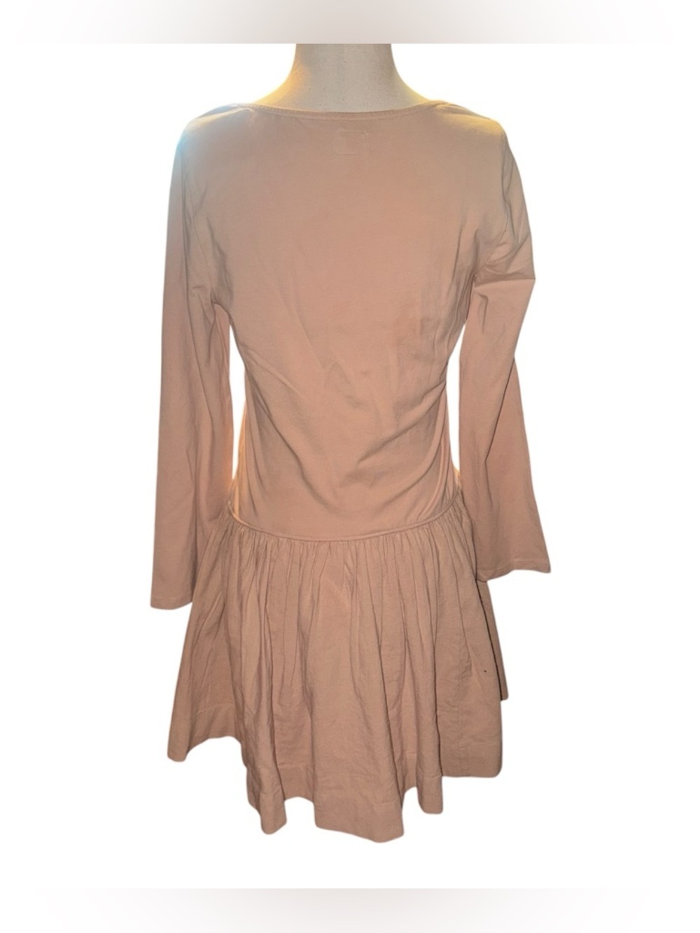 NWT FREE PEOPLE Free-est Onda Drop-Waist Long Sleeve Mini Dress Neutral Size L - Picture 13 of 16